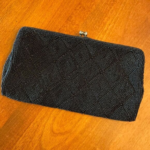Vintage Richere Japan Kiss Lock Hand Beaded Clutch - Picture 1 of 4